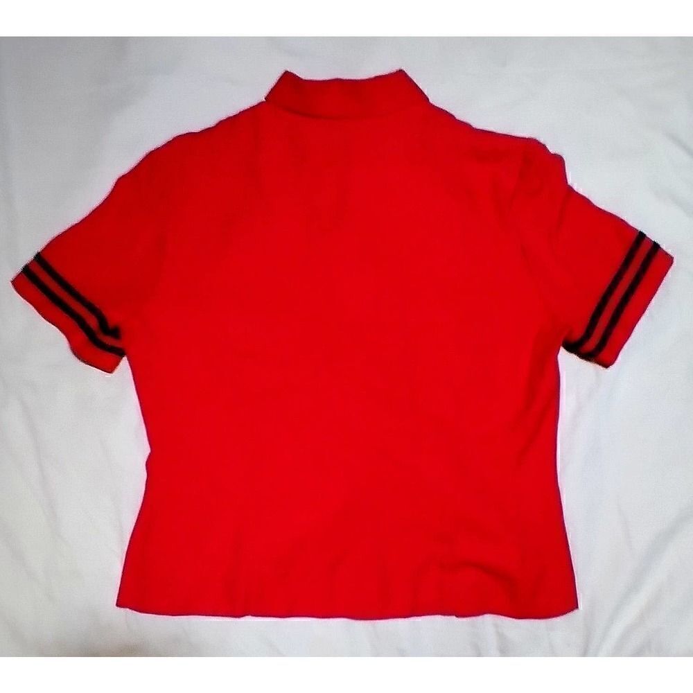 JESSICA HOWARD VINTAGE LOUNGE TOP RED WITH BLACK TRIM ORIENTAL SIZE 12 - Picture 2 of 5